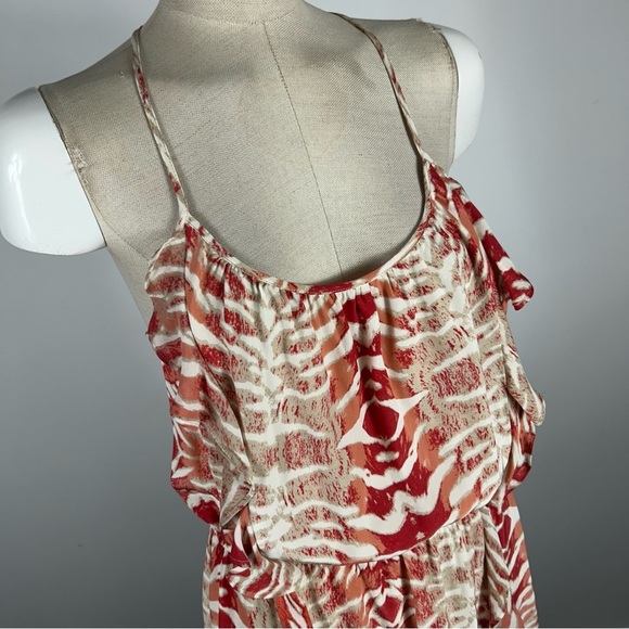 Parker Silk Split Ruffled Waist Marbled Tie Dye Mini Dress - Picture 3 of 10